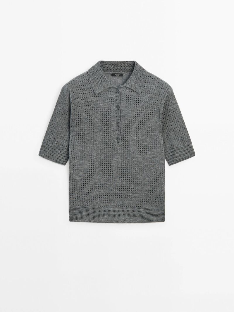 Jersey punto calado cuello polo