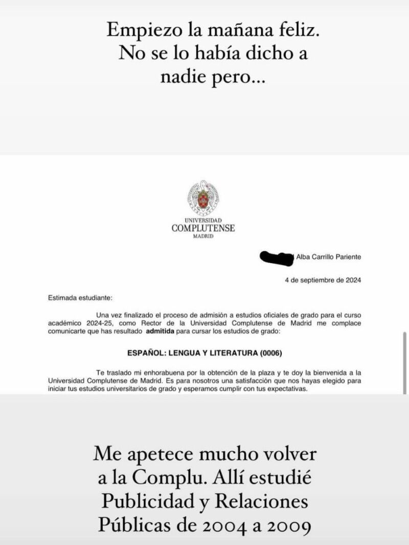 Story de Alba Carrillo