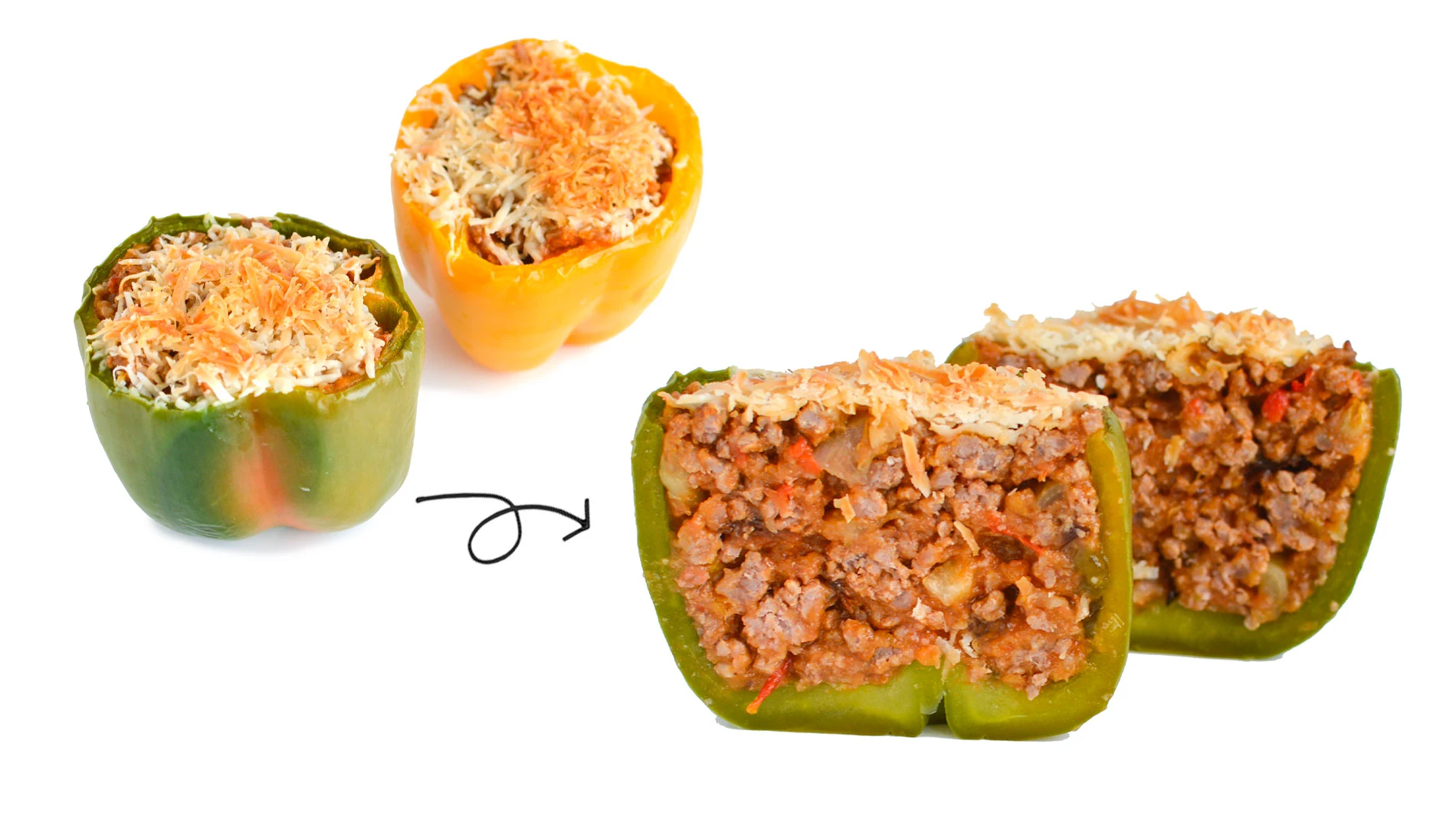 Pimientos rellenos y gratinados