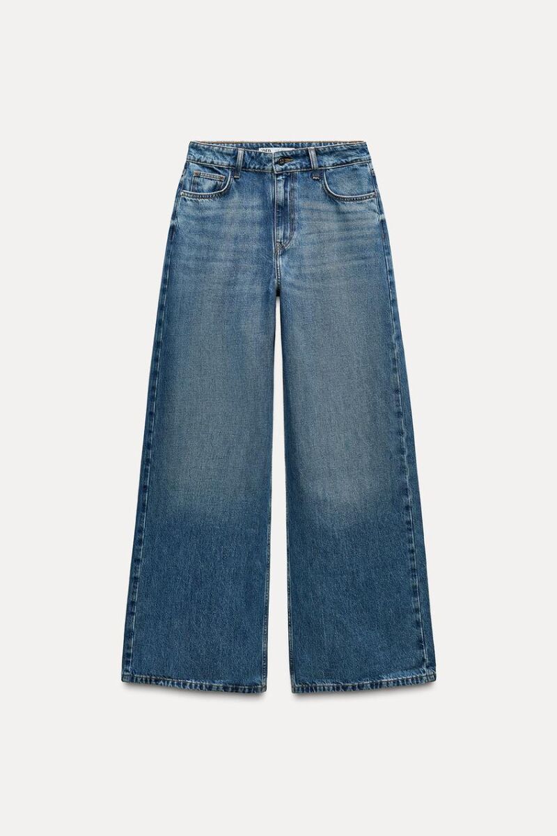 Jeans wide leg tiro alto