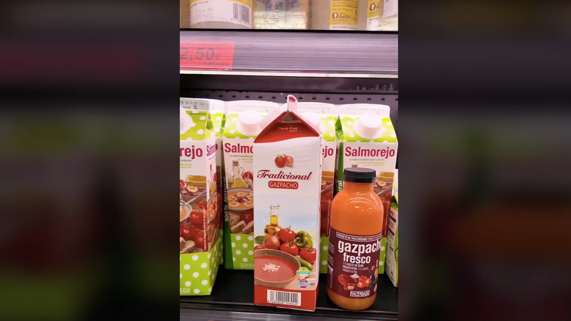 Captura del vídeo de Tik Tok sobre los gazpachos del Mercadona