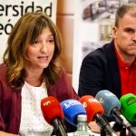 La rectora Nuria González durante la rueda de prensa