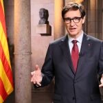 El presidente Salvador Illa durante su discurso con motivo de la Diada