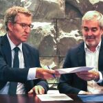 El presidente de Canarias, Fernando Clavijo, y el del PP , Alberto Núñez Feijóo