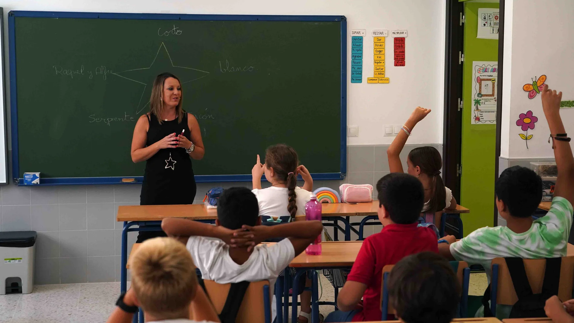 Niños en el aula en su primer día de clase tras la vacaciones de verano, a 10 de septiembre de 2024, en Málaga, Andalucía (España). Hoy arranca el nuevo curso escolar para los alumnos de Infantil, Primaria y Educación Especial en Andalucía. Un total de 717.024 estudiantes retoman sus clases en 2.741 centros educativos repartidos por toda la geografía andaluza. Este regreso marca el inicio del calendario escolar en la región, con miles de familias preparando el retorno a la rutina académica 1...