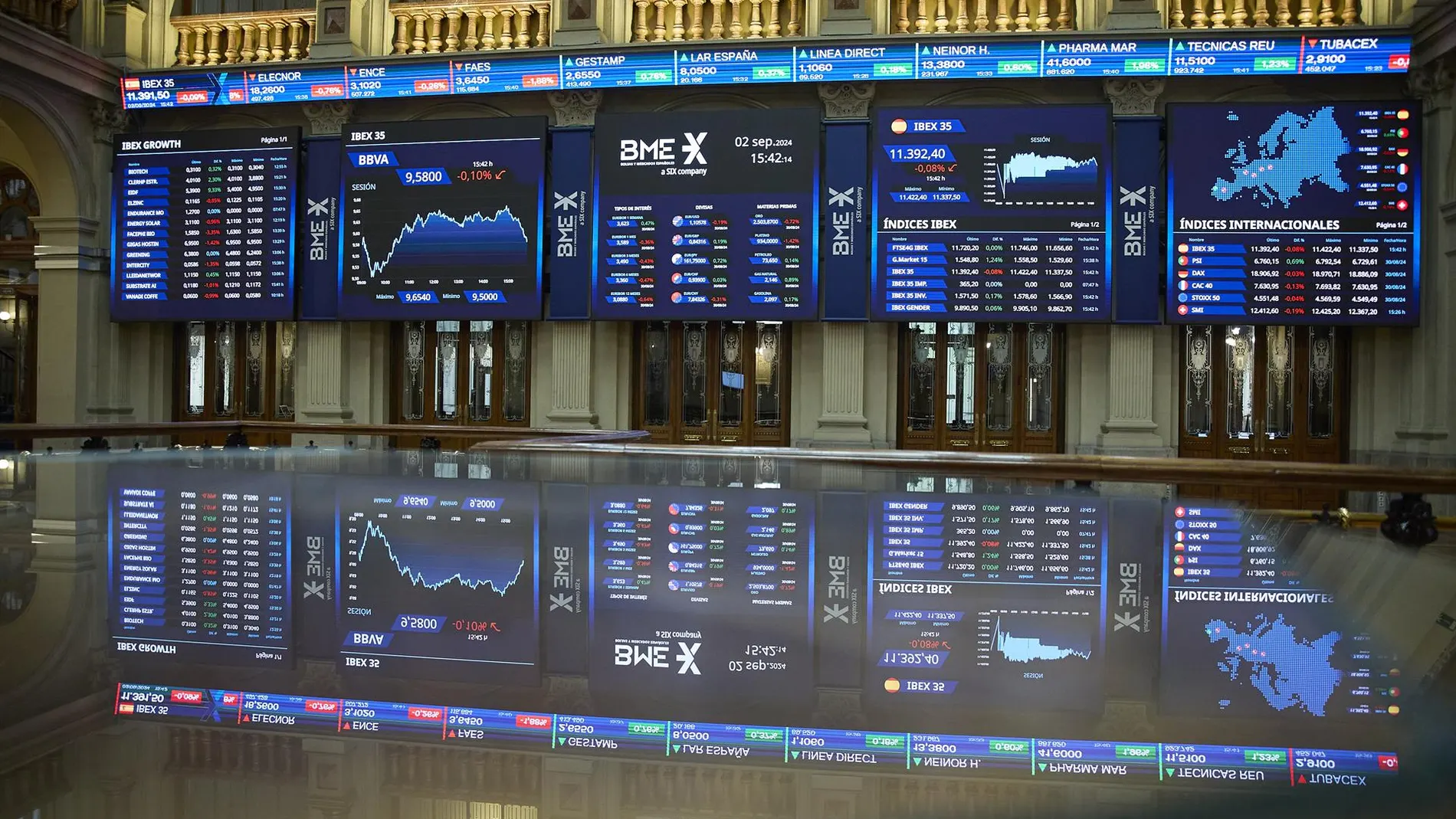 Economía/Finanzas.- El Ibex recupera los 11.400 puntos y sube un 1,12% en la media sesión a la espera del BCE