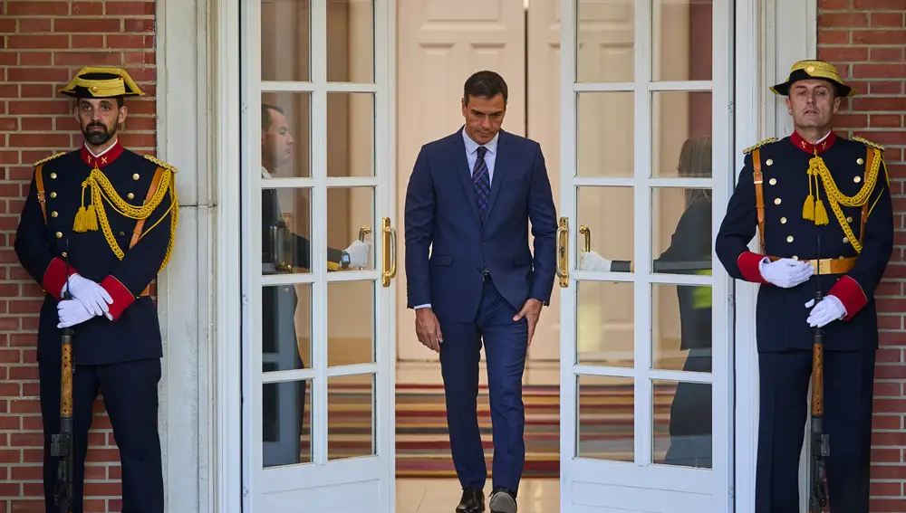 El presidente del Gobierno, Pedro Sánchez, en el Palacio de la Moncloa en Madrid