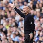 Pep Guardiola durante el partido frente al Brentford
