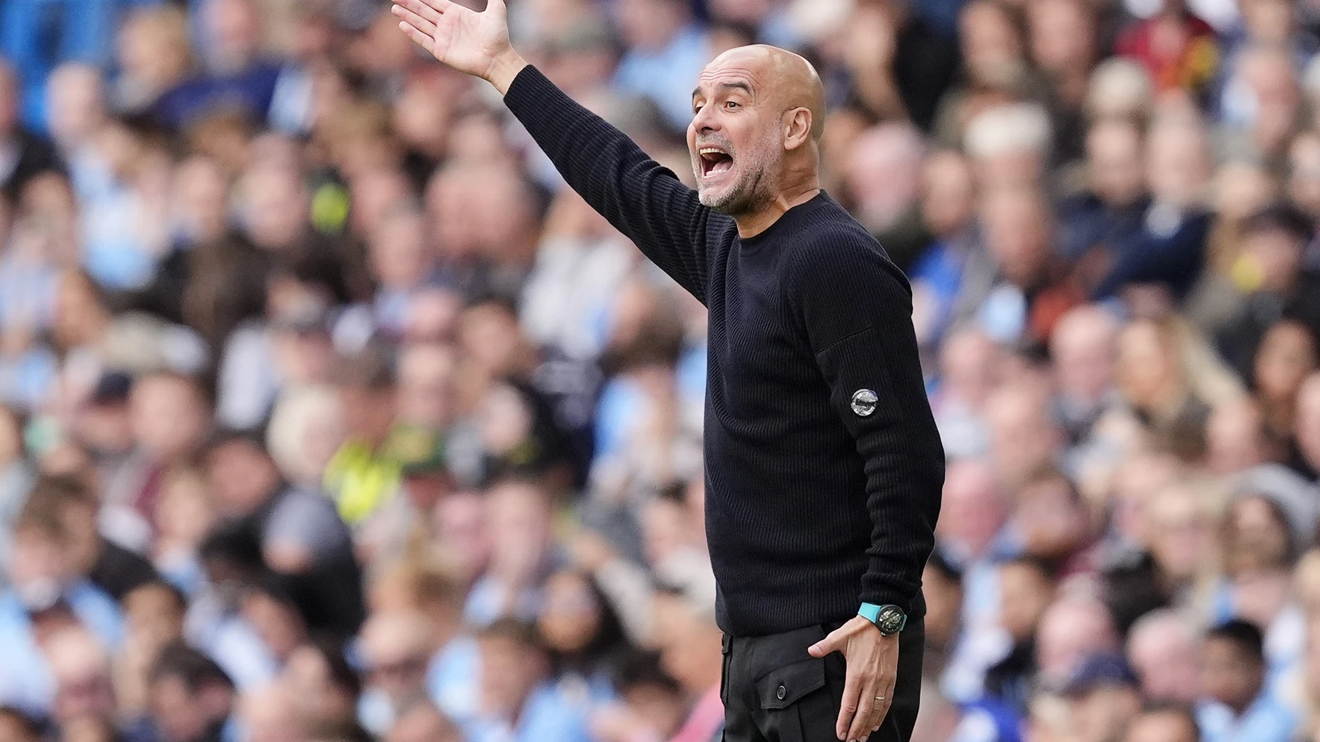 Pep Guardiola durante el partido frente al Brentford