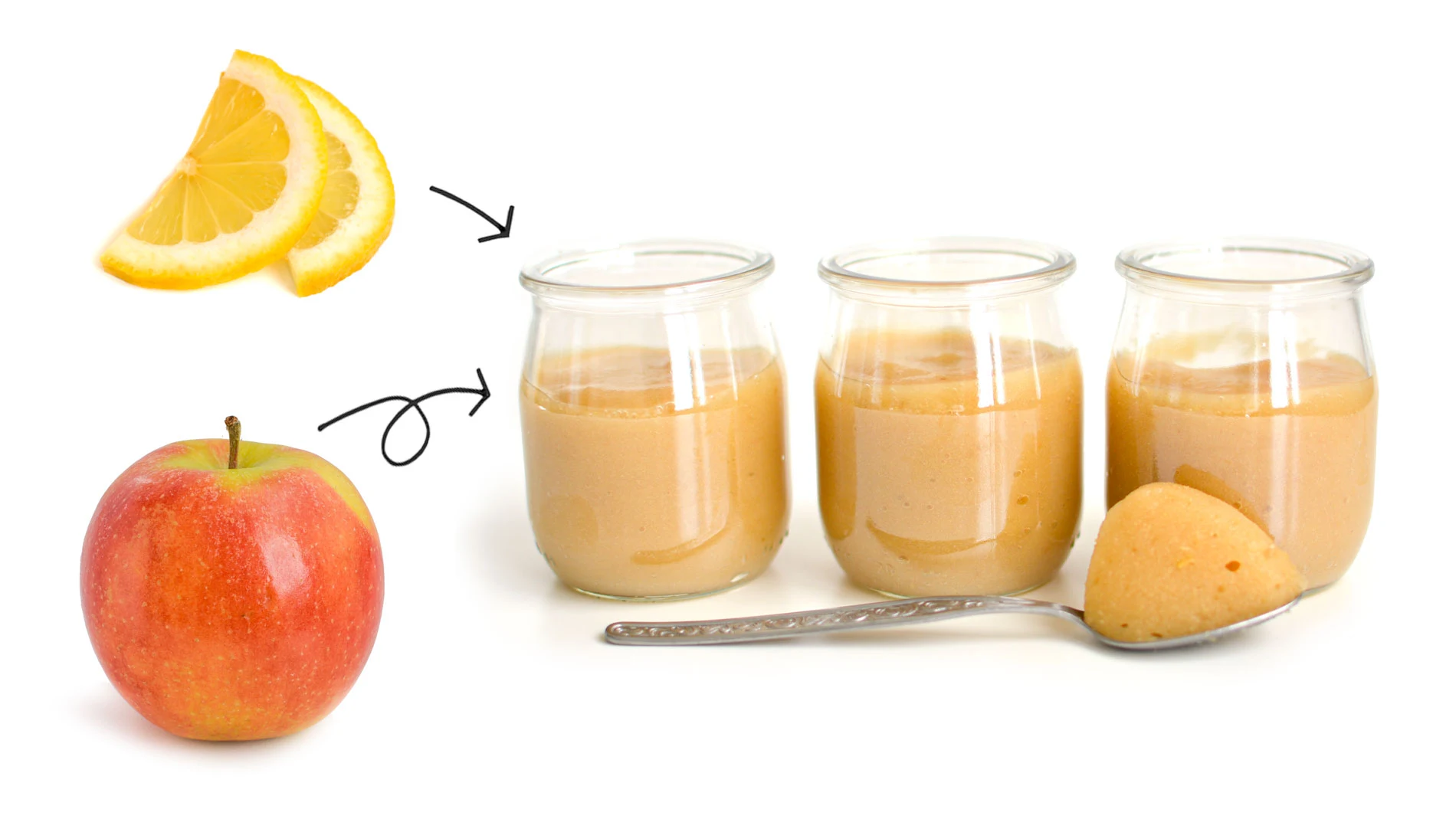 Ingredientes para preparar un postre saludable de manzana.