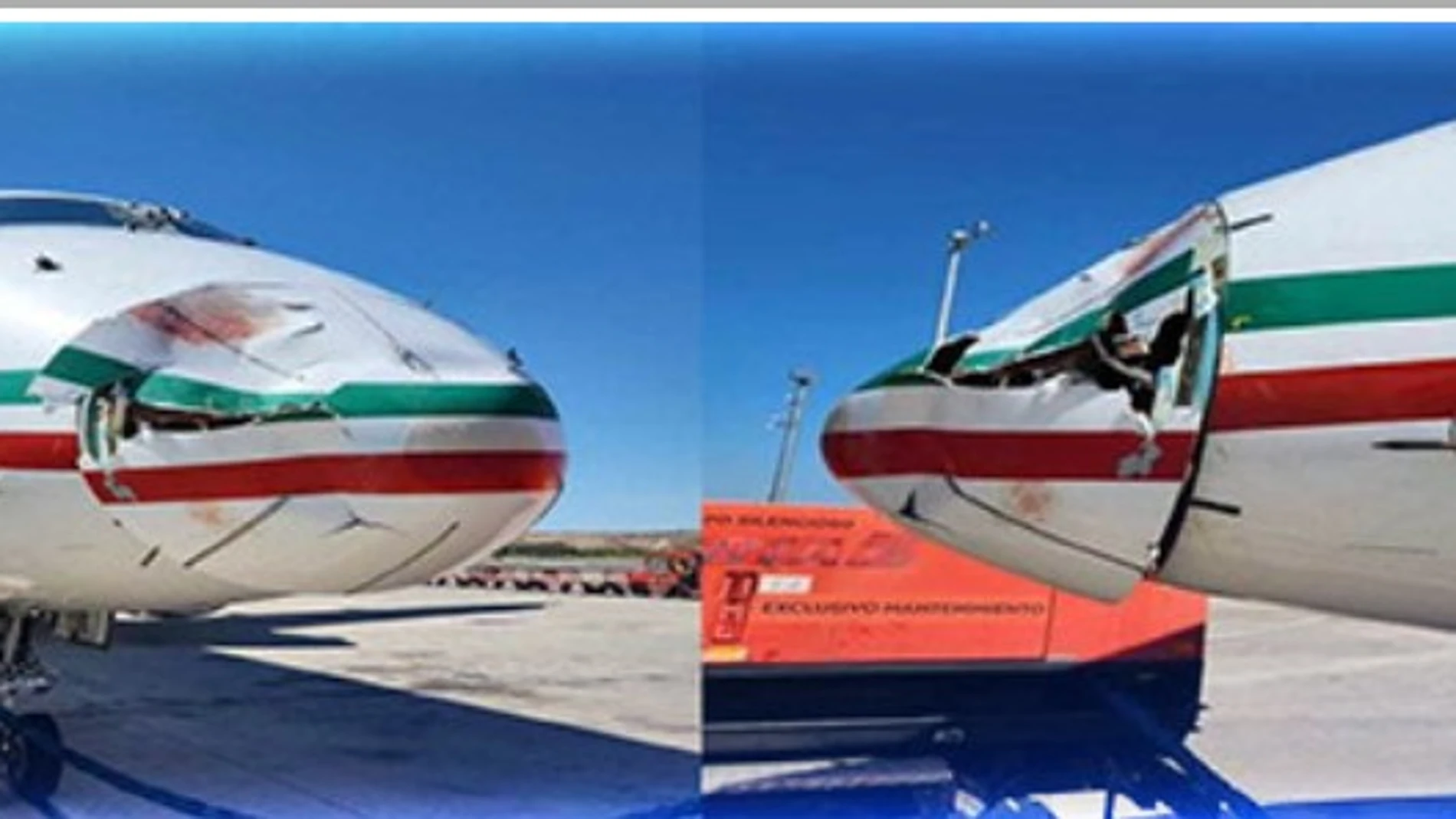 Daños en el morro del avión marroquí