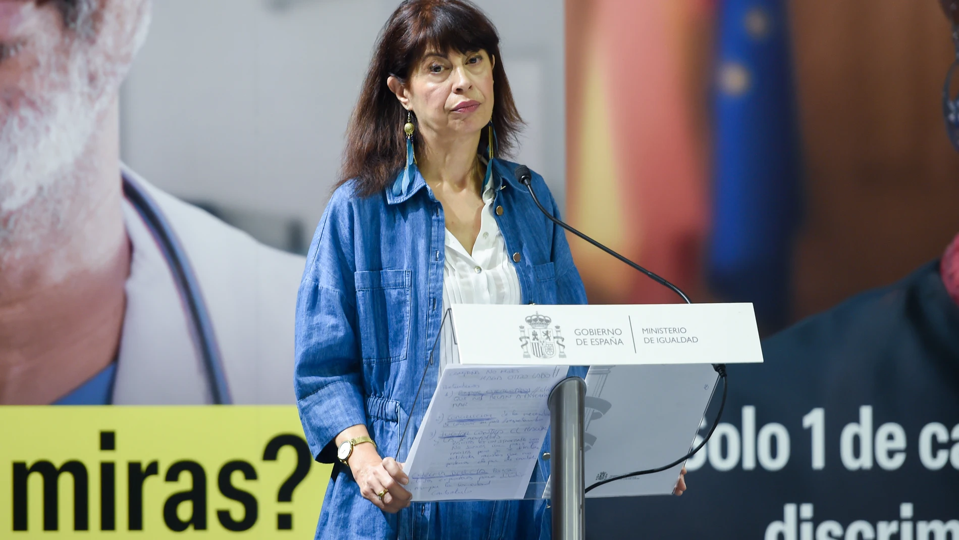 La ministra de Igualdad, Ana Redondo, presenta, en rueda de prensa, la campaña institucional de sensibilización contra el racismo, en la sede del Ministerio, a 16 de septiembre de 2024, en Madrid (España). La ministra de Igualdad, Ana Redondo, ha afirmado que la respuesta a la migración tiene que ser "global" y ha asegurado que en la Unión Europea "se está trabajando" de forma "conjunta y coordinada" para abordar este fenómeno. 16 SEPTIEMBRE 2024 Gustavo Valiente / Europa Press 16/09/2024