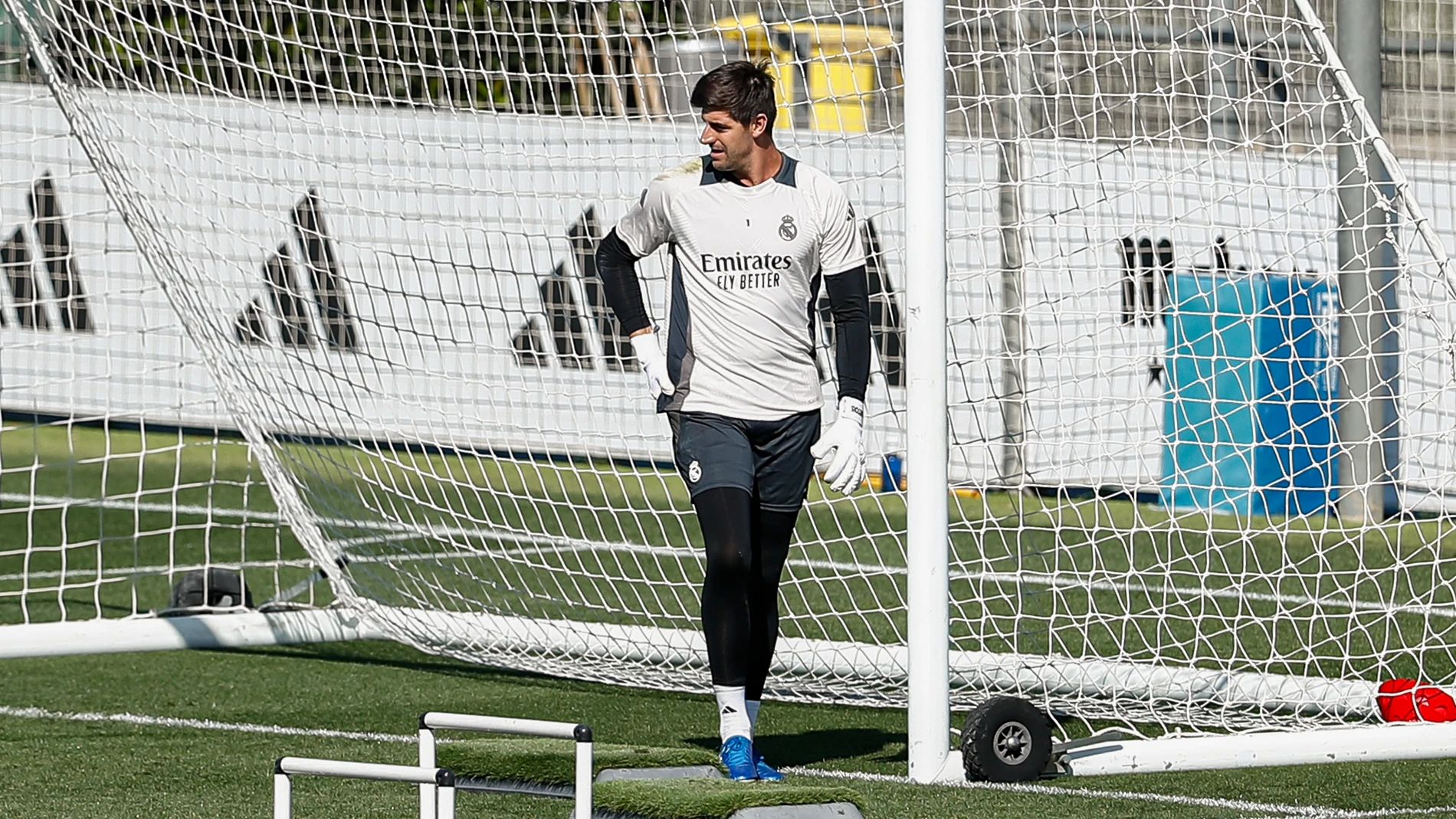 Thibaut Courtois during the training day of Real Madrid ahead the Champions League, football match against VfB Stuttgart at Ciudad Deportiva Real Madrid on September 16, 2024, in Valdebebas, Madrid, Spain. AFP7 16/09/2024 ONLY FOR USE IN SPAIN