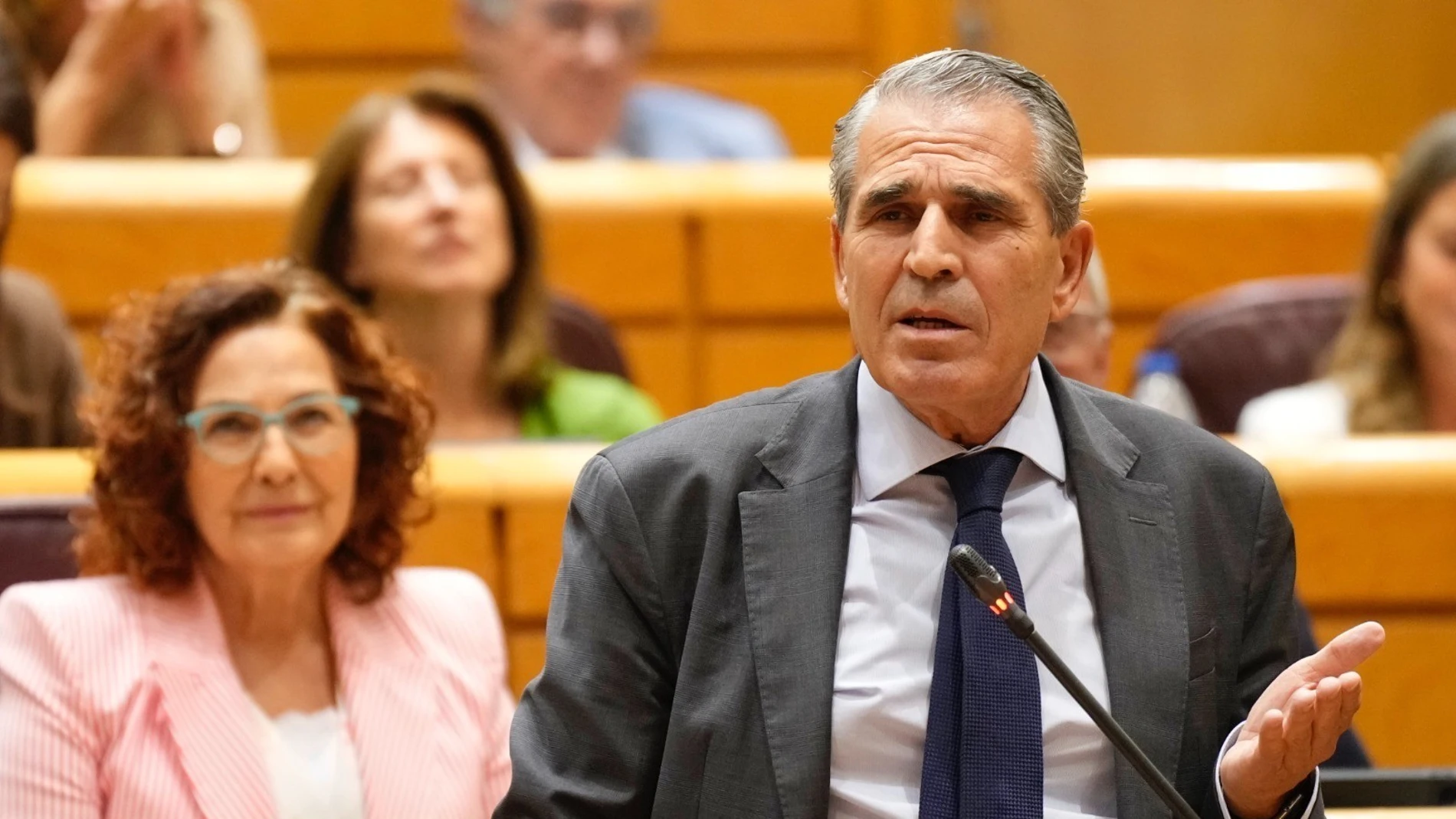 El senador del PP por Segovia, Juan José Sanz Vitorio, durante la sesión del control al Gobierno en la Cámara Alta