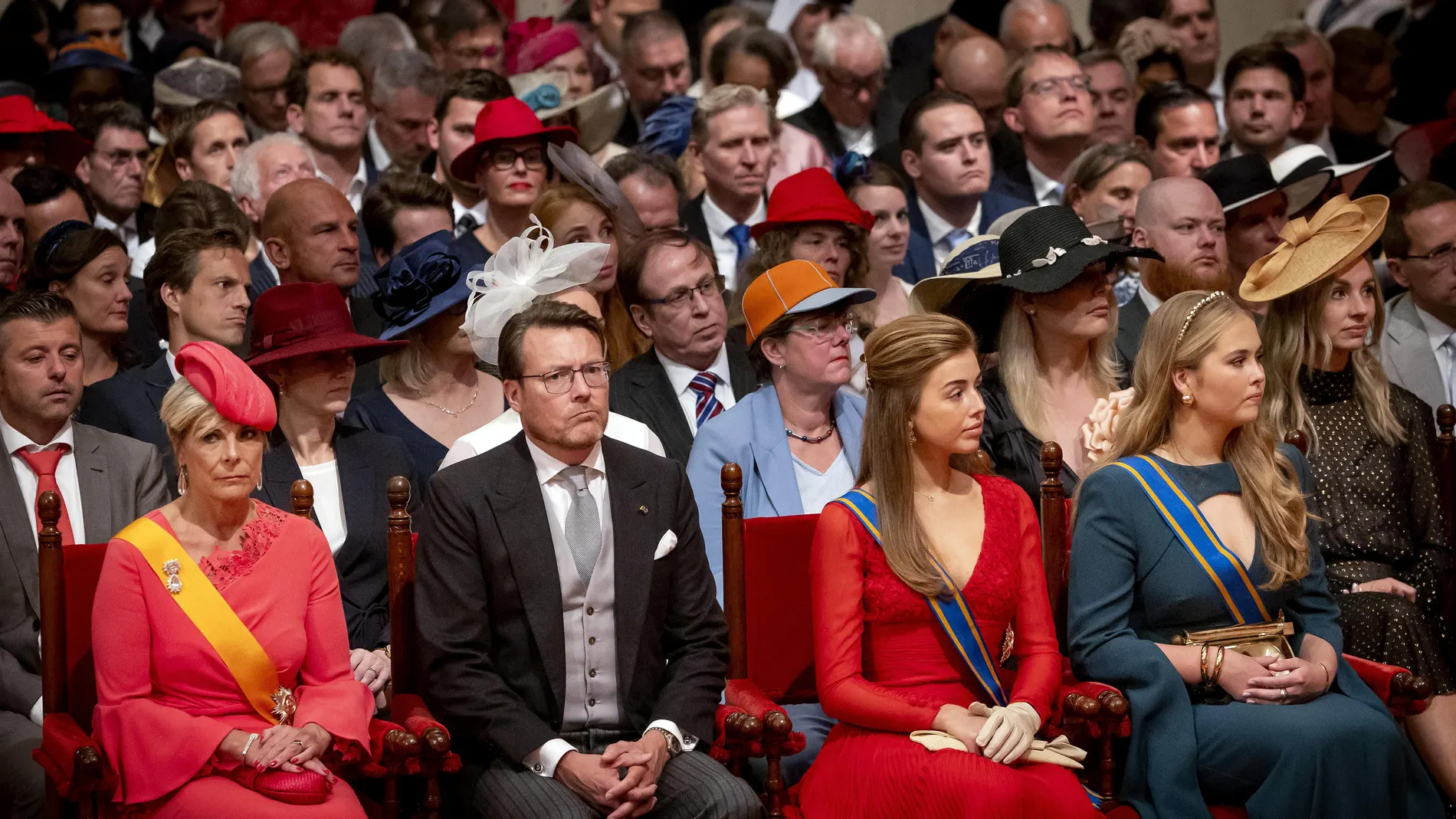 Den Haag (Netherlands), 17/09/2024.- (L-R) Dutch Princess Laurentien, Prince Constantijn, Princess Alexia, and Princess Amalia listen to the Speech from the Throne to members of the Dutch Senate and House of Representatives at the Royal Theater during the celebration of Prinsjesdag in the Hague, the Netherlands, 17 September 2024. Since the restoration of the Ridderzaal, the king reads the speech from the throne in the theater on Prinsjesdag. Budget Day, also known as Princes' Day or Prinsjes...