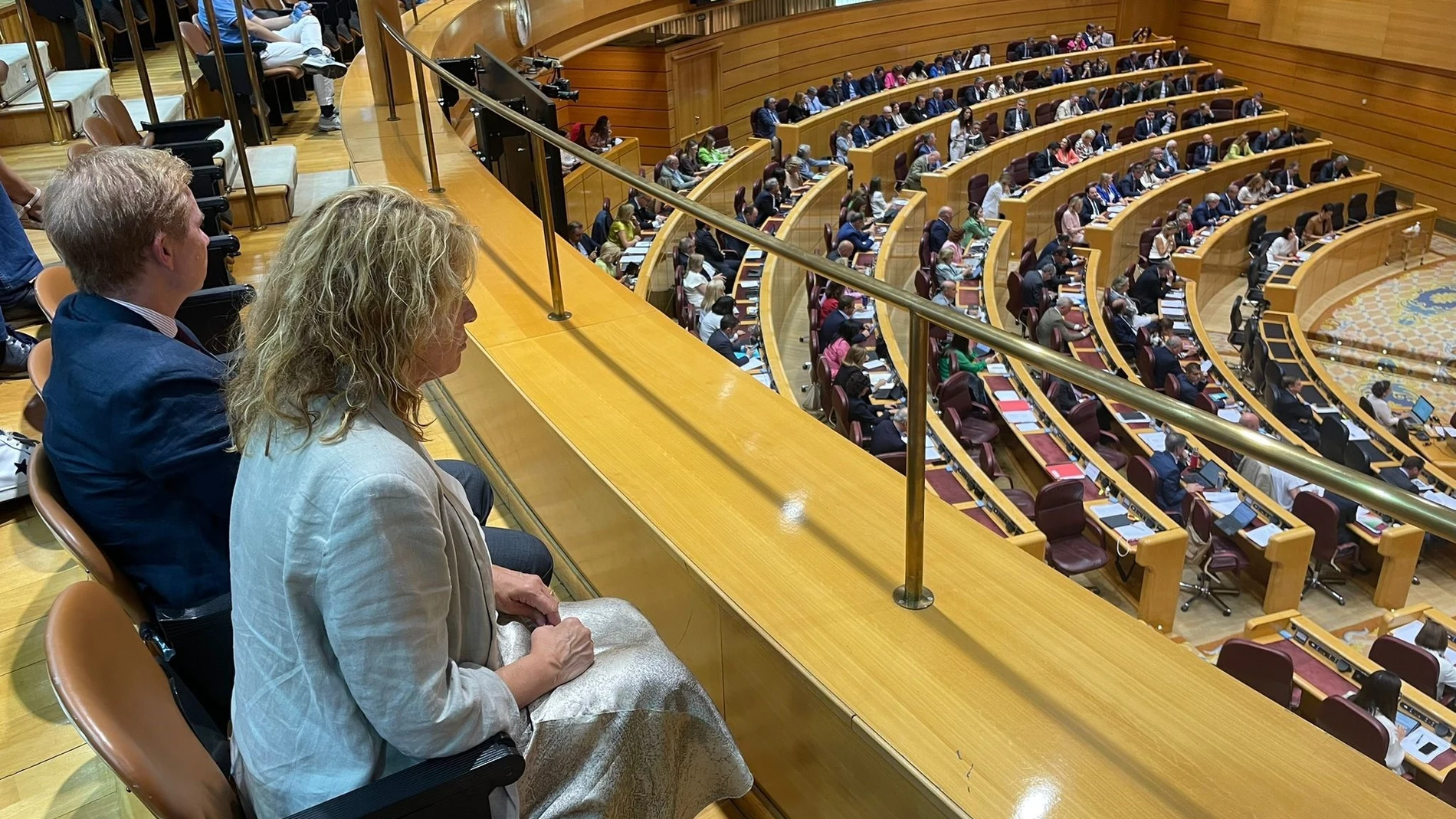 La alcaldesa de Huelva, Pilar Miranda, acompañada por el concejal de Presidencia, Alfonso Castro, en el Senado.REMITIDA / HANDOUT por AYUNTAMIENTO DE HUELVAFotografía remitida a medios de comunicación exclusivamente para ilustrar la noticia a la que hace referencia la imagen, y citando la procedencia de la imagen en la firma17/09/2024