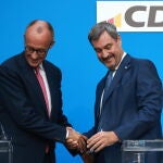 Rueda de prensa entre los líderes de la CDU, Friedrich Merz, y la CSU, Markus Söder