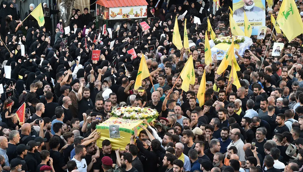 Hezbollah holds funeral for four people killed in pagers explosion in Lebanon