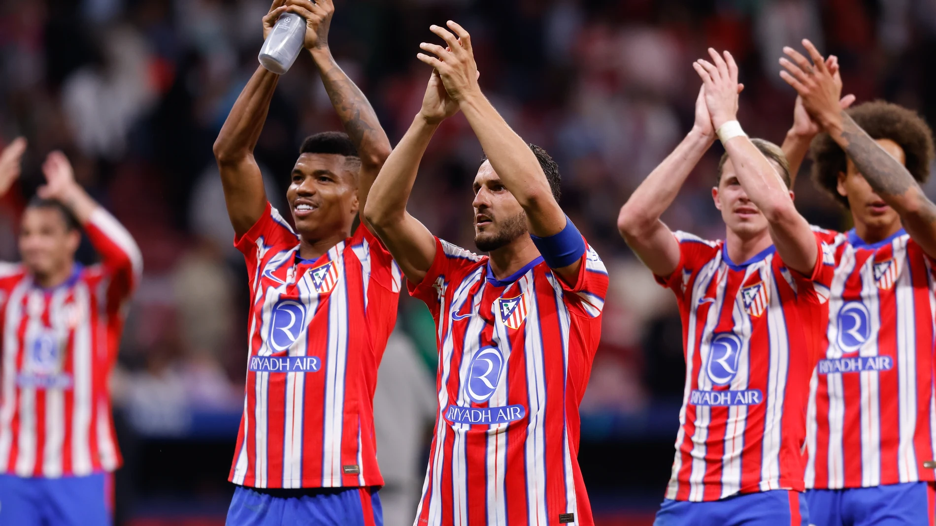 Jorge Resurreccion Koke of Atletico de Madrid celebrates the victory during the UEFA Champions League 2024/25 League Phase MD1 match between Atletico de Madrid and RB Leipzig at Estadio Civitas Metropolitano on September 19, 2024 in Madrid, Spain. AFP7 19/09/2024 ONLY FOR USE IN SPAIN