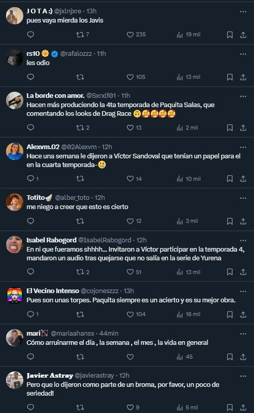 Respuesta a la información ofrecida en "Drag Race"