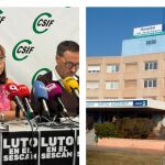 (Izquierda) - La presidenta de CSIF Sanidad en Castilla-La Mancha, Ana Isabel Fernández; y el vicepresidente, Guillermo Rubio, en rueda de prensa (Derecha) - Hospital de Puertollano, Ciudad Real 