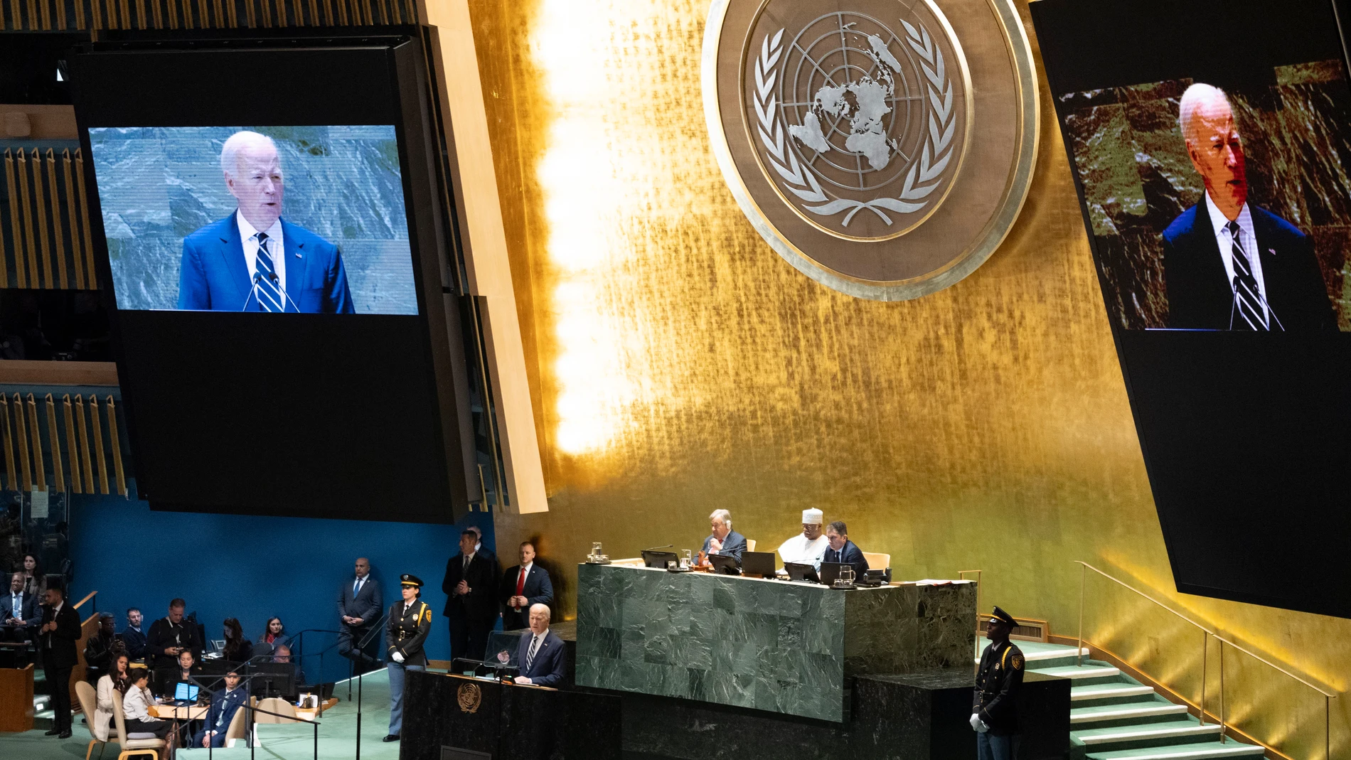 President Joe Biden addresses the 79th session of the United Nations General Assembly, Tuesday, Sept. 24, 2024, at UN headquarters. (AP Photo/Manuel Balce Ceneta)