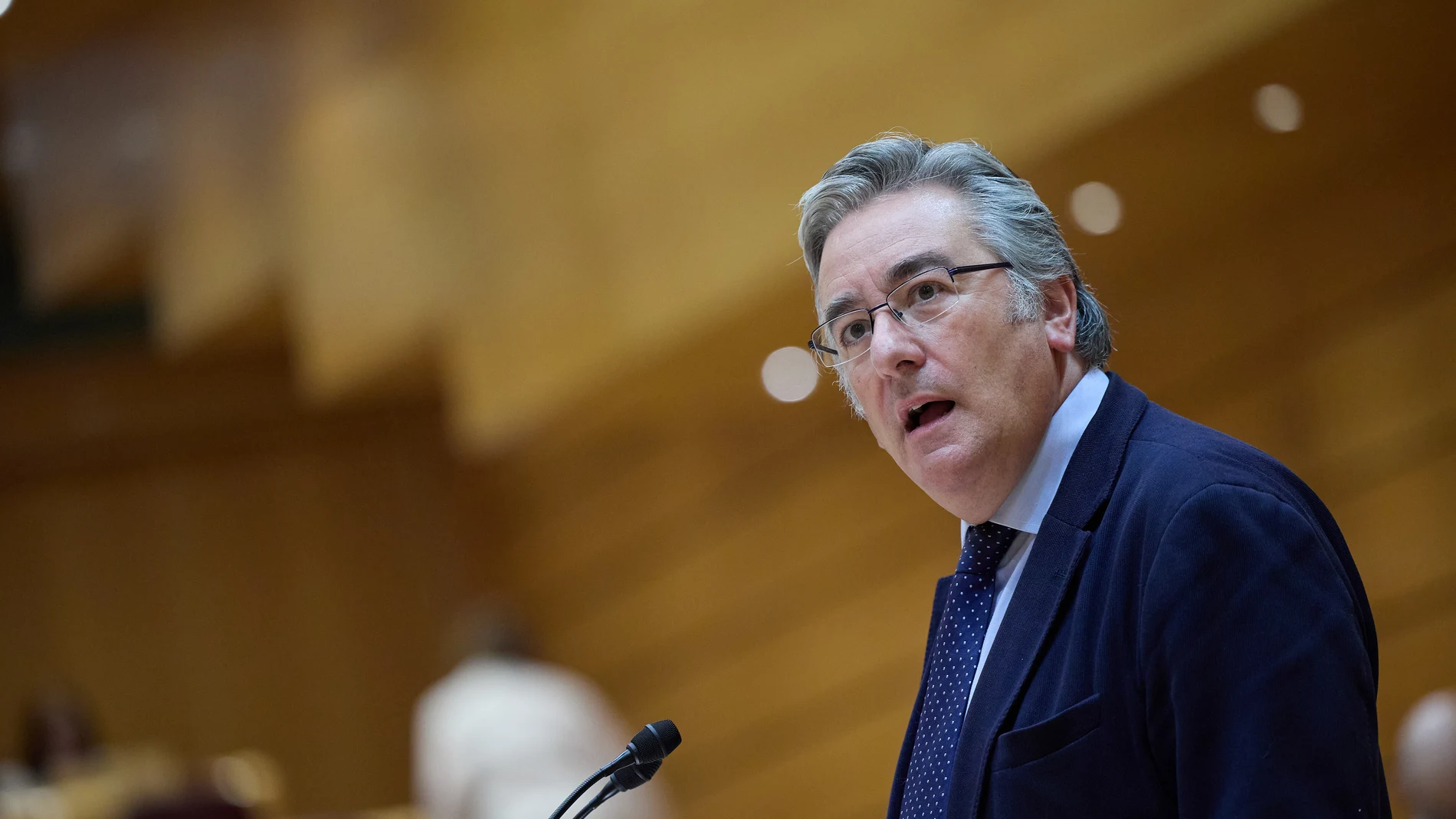 El senador del Partido Popular, Pablo González Menéndez, durante una sesión plenaria, en el Senado, a 25 de septiembre de 2024, en Madrid (España). Durante el pleno se ha realizado una moción por la que se reprueba al ministro de Transportes y Movilidad Sostenible, por los problemas que hubo en los servicios ferroviarios el pasado verano. Durante su intervención, el senador, ha debatido sobre la Proposición de Ley Orgánica relativa a la reforma de la Ley Orgánica 5/2005, de 17 de noviembre, d...