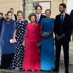 Irene Urdangarin, la Infanta Elena, la Reina Sofia, Pablo Urdangarin, la Infanta Cristina y Juan Urdangarin.