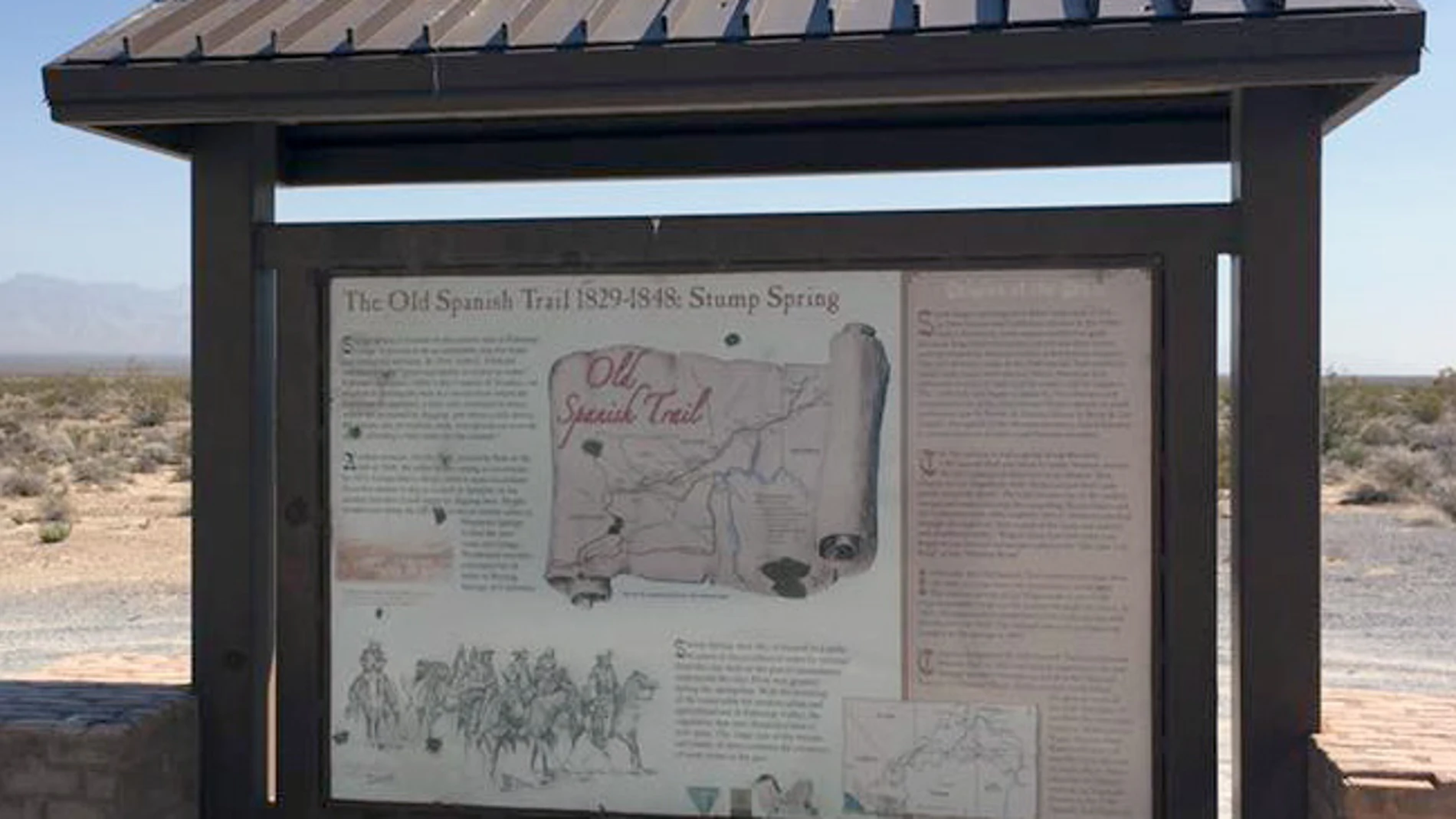 Panel informativo del Old Spanish Trail, el Viejo Sendero Español, en Estados Unidos