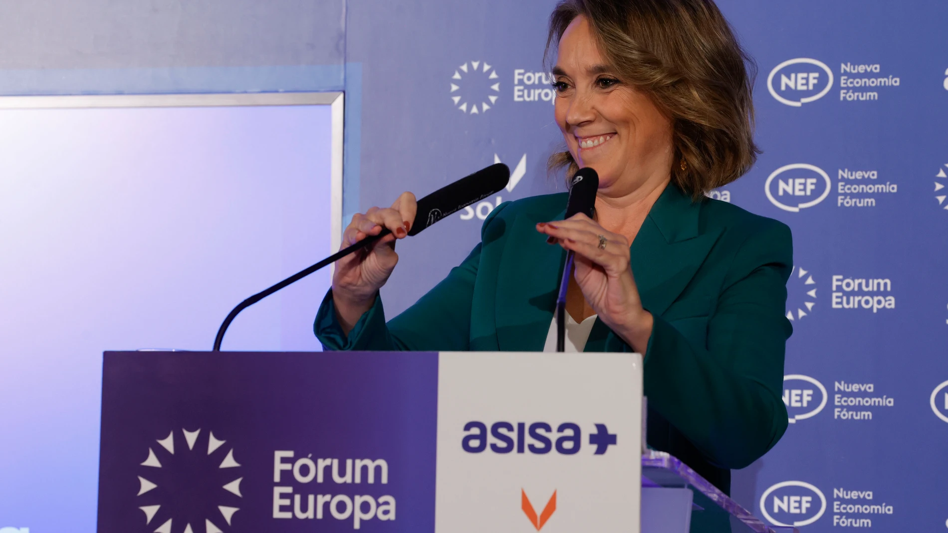 MADRID, 01/10/2024.- La secretaria general de PP, Cuca Gamarra, participa en un desayuno informativo del Fórum Europa este martes en Madrid. EFE/ Zipi Aragon