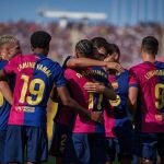 Los jugadores del Barça celebran un gol