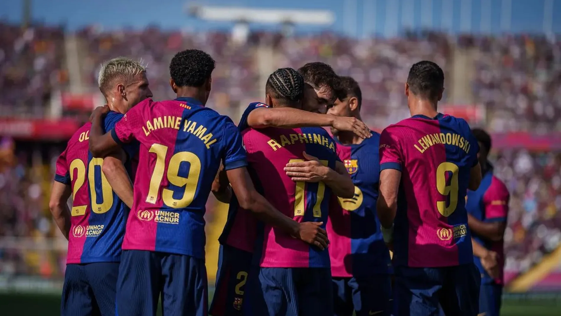 Los jugadores del Barça celebran un gol
