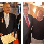 Francisco Tomey, expresidente de la Diputación de Guadalajara junto a Mariano Rajoy y María Dolores de Cospedal