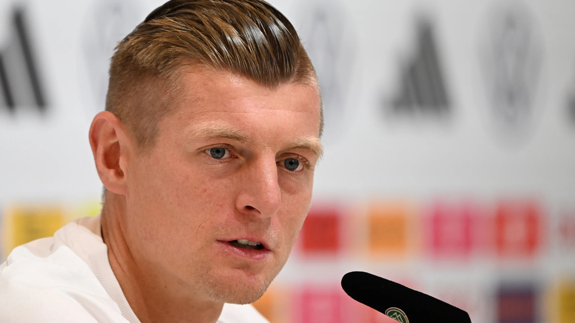 (Foto de ARCHIVO) 11 June 2024, Bavaria, Herzogenaurach: Germany's Toni Kroos speaks during the team's press conference, as part of their preparations for UEFA EURO 2024. Photo: Federico Gambarini/dpa 11/06/2024 ONLY FOR USE IN SPAIN