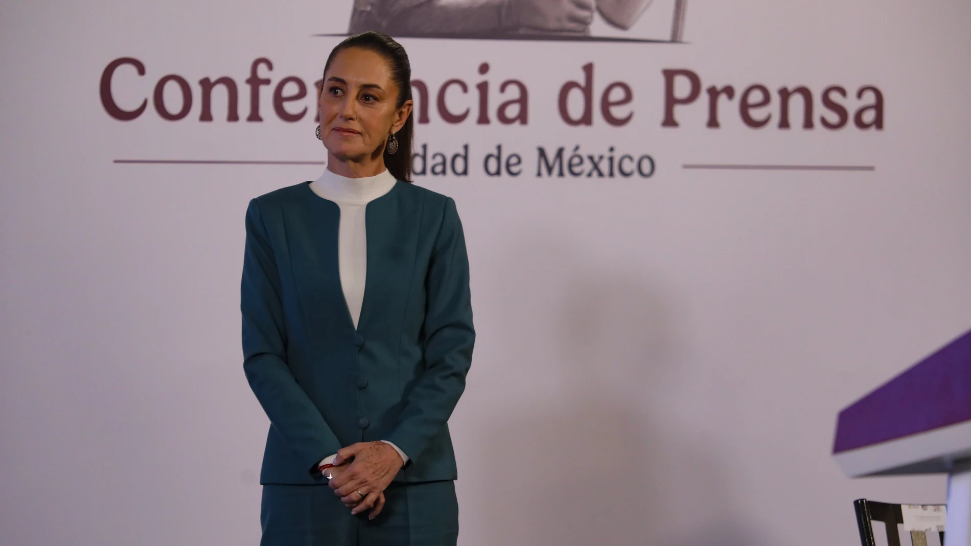 Claudia Sheinbaum Pardo, Mexico's first female president, speaking during a press conference, where she mentioned an upcoming meeting with the parents of the 43 normalistas of Ayotzinapa and the realization of a primer on equal pay for men and women at the National Palace. Europa Press/Contacto/Ian Robles 03/10/2024 ONLY FOR USE IN SPAIN