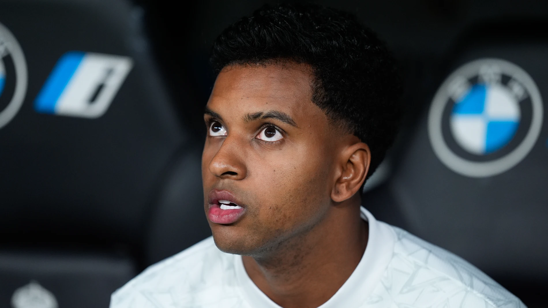 Rodrygo Goes of Real Madrid looks on during the Spanish League, LaLiga EA Sports, football match played between Real Madrid and Villarreal CF at Santiago Bernabeu stadium on October 5, 2024, in Madrid, Spain. AFP7 05/10/2024 ONLY FOR USE IN SPAIN