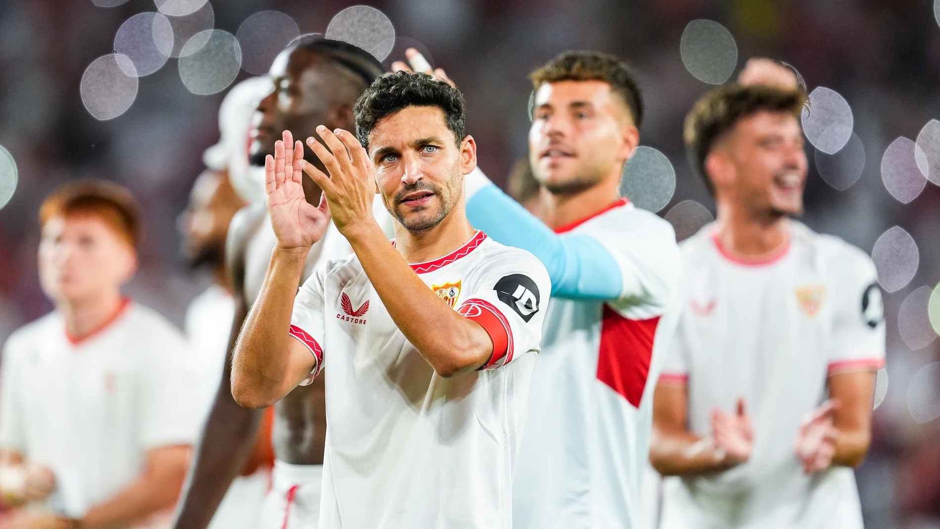 Jesus Navas of Sevilla FC gestures during the Spanish league, LaLiga EA Sports, football match played between Sevilla FC and Real Betis at Ramon Sanchez-Pizjuan stadium on October 6, 2024, in Sevilla, Spain. AFP7 06/10/2024 ONLY FOR USE IN SPAIN