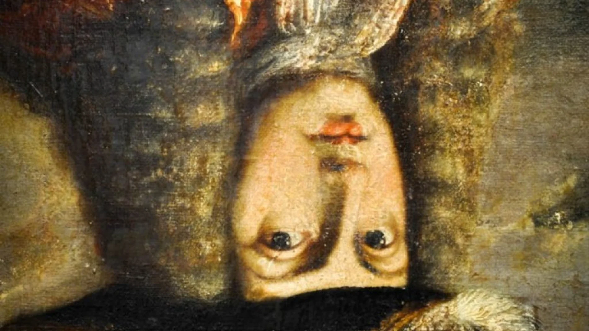 Imagen del retrato de Felipe V boca abajo en el Museo de Bellas Artes de Xàtiva