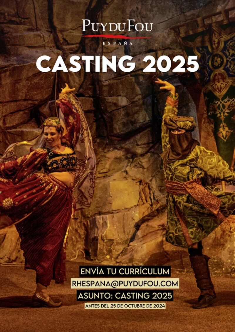 Cartel promocional del casting abierto por el parque temático
