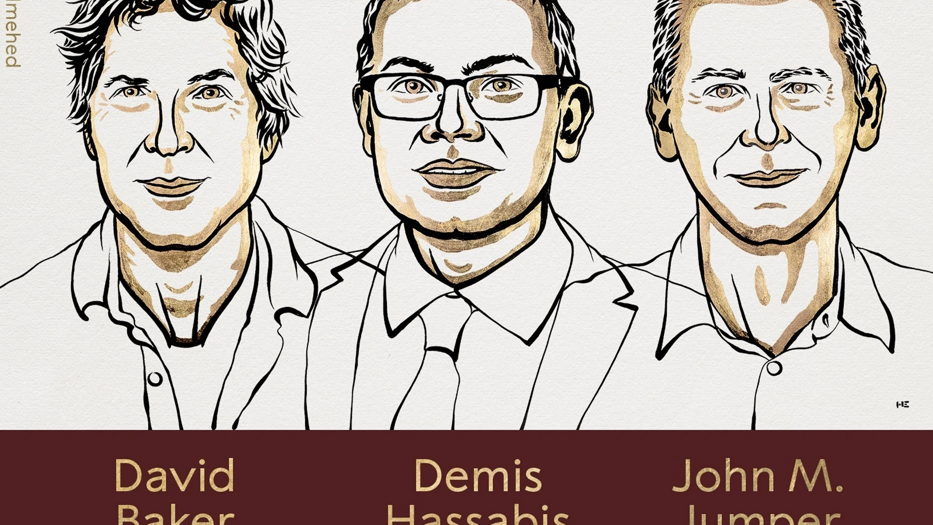 David Baker, Demis Hassabis y John M. Jumper, Premio Nobel de Química 2024 REMITIDA / HANDOUT por PREMIO NOBEL Fotografía remitida a medios de comunicación exclusivamente para ilustrar la noticia a la que hace referencia la imagen, y citando la procedencia de la imagen en la firma 09/10/2024