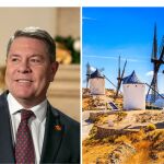 (i) El presidente de Castilla-La Mancha, Emiliano García-Page (d) Los molinos de viento de Consuegra (Toledo)