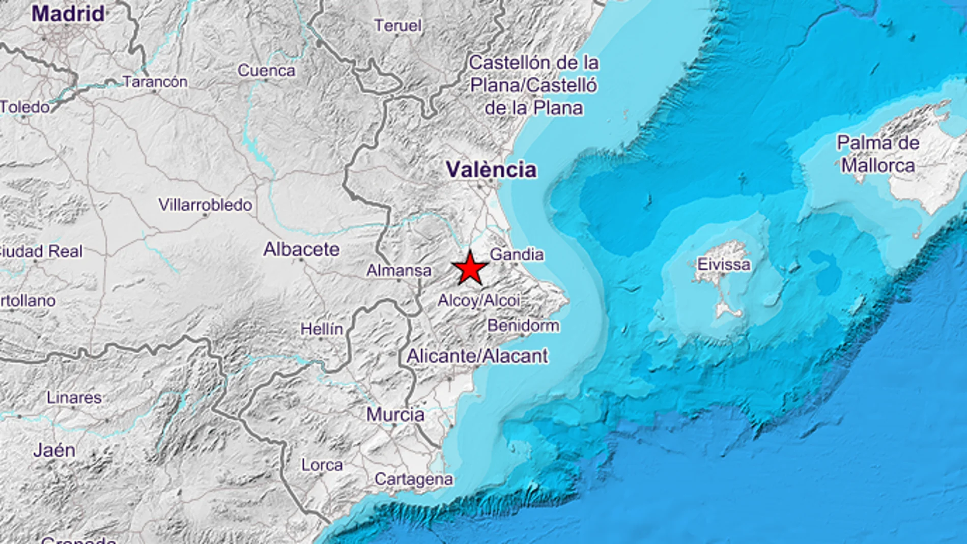 Epicentro del terremoto de la pasada madrugada en Valencia