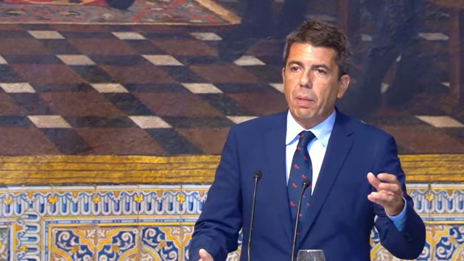 El presidente de la Generalitat Valenciana, Carlos Mazón, durante el Día de la Comunitat