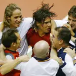 Feliciano López, Nadal, Tommy Robredo, Jordi Arrese y Juan Avendaño, en el España - República Checa de la Davis de 2004