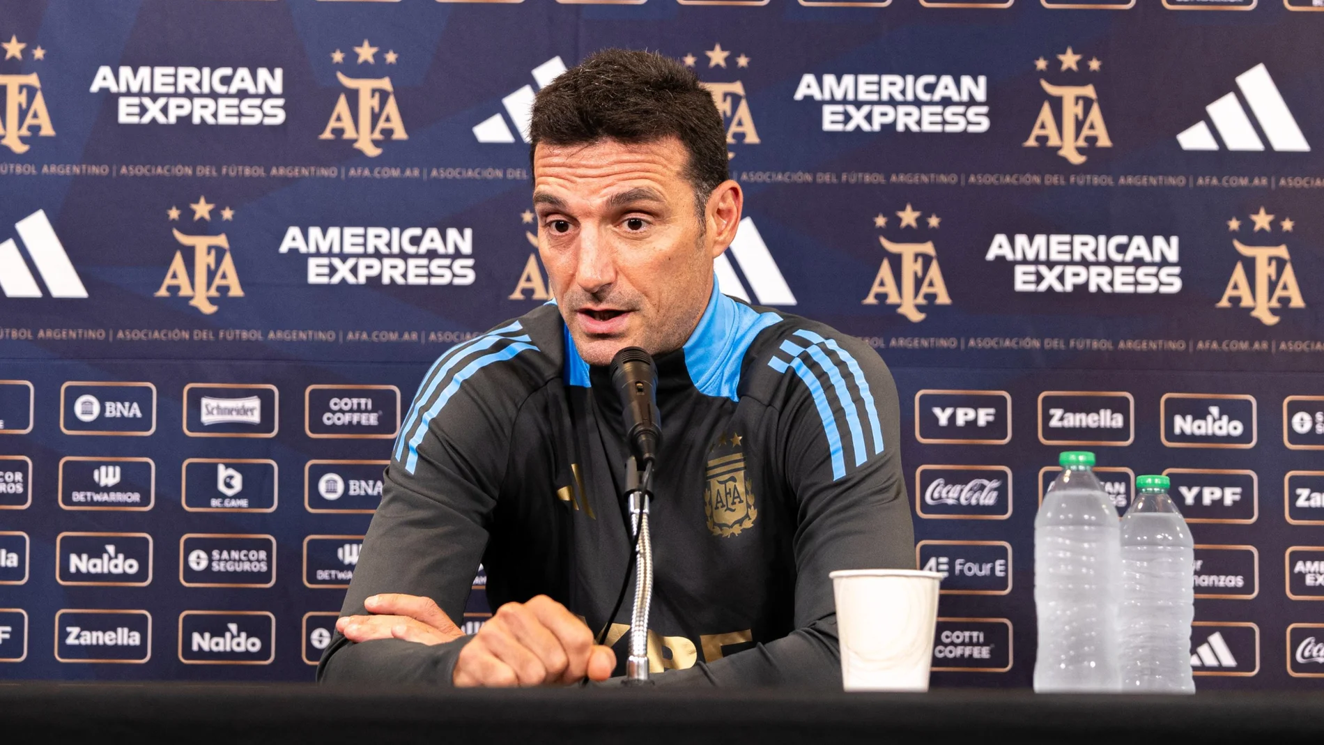 Lionel Scaloni en la rueda de prensa previa al partido con Venezuela.