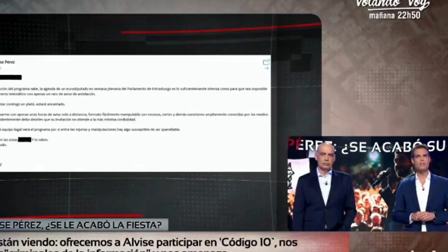 "Código 10" revela intercambio de mails con Alvise Pérez tras llamarles "criminales"