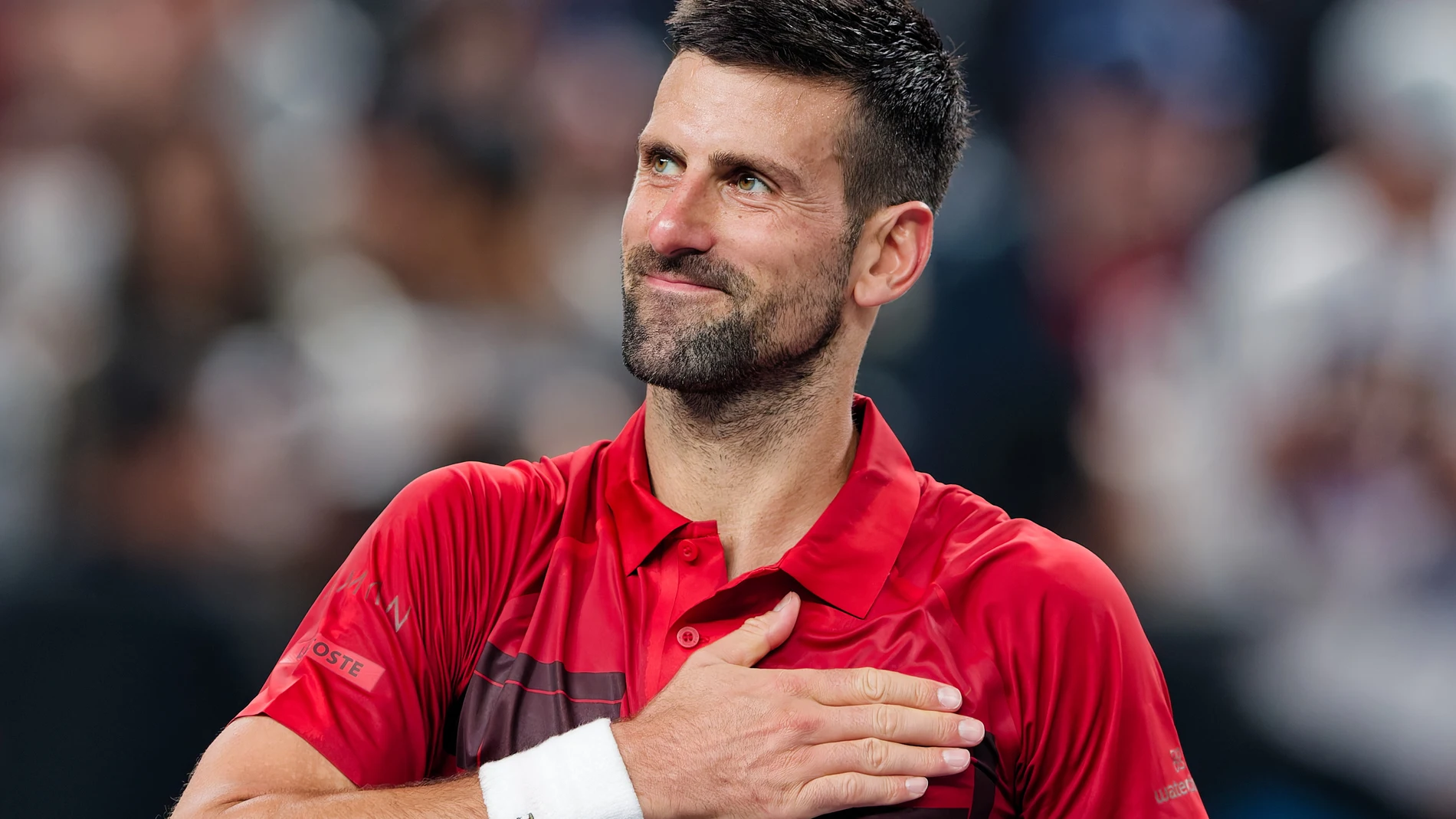 Shanghai (China), 11/10/2024.- Novak Djokovic of Serbia celebrates after winning his Men's Singles quarterfinal match against Jakub Mensik of Czech Republic at the Shanghai Masters tennis tournament in Shanghai, China, 11 October 2024. (Tenis, República Checa) EFE/EPA/ALEX PLAVEVSKI