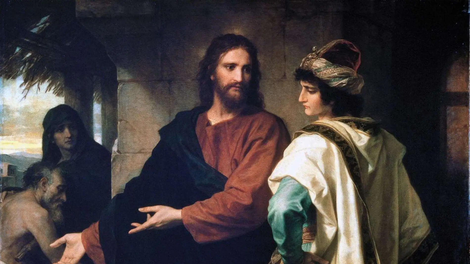 Cristo y el joven rico, Heinrich Hofmann (1889) Óleo sobre lienzo, Iglesia de Riverside, Nueva York