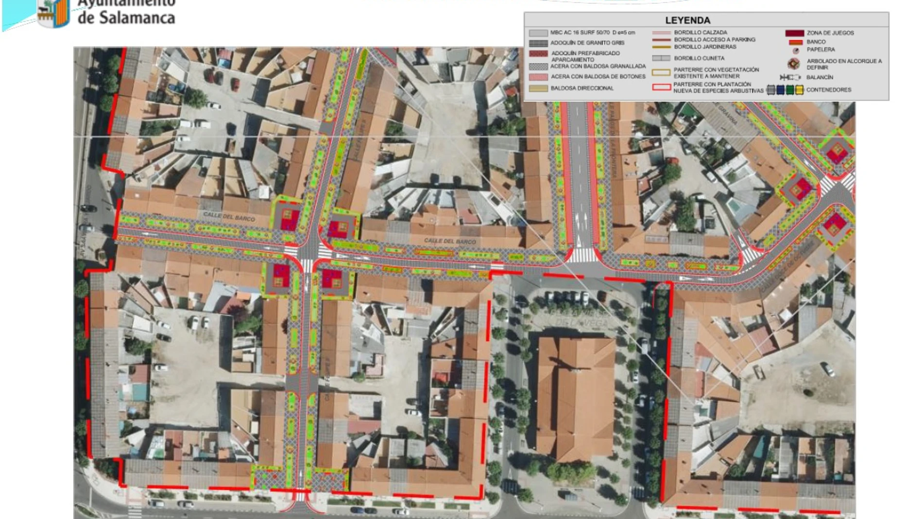 Plano de la primera fase de la urbanización del barrio de la Vega de Salamanca