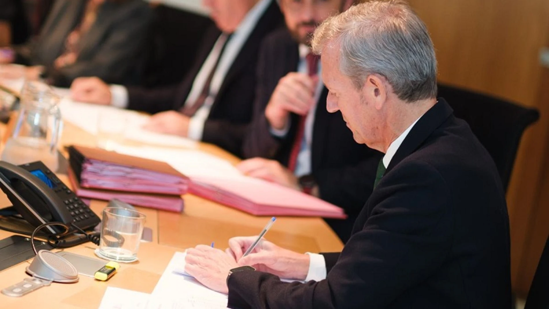 Alfonso Rueda, hoy, durante la reunión del Consello de gobierno.